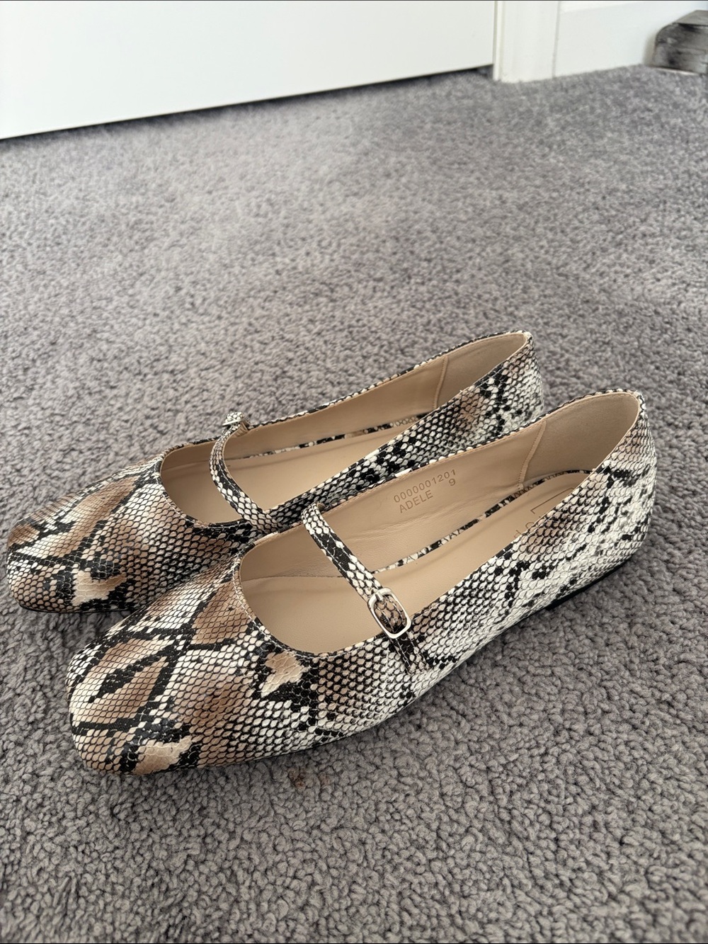 SHUSHOP Adele natural snake-print Mary Jane flat